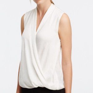 Ann Taylor Drape Front Wrap Top, Blue, Size S